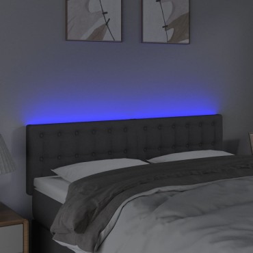vidaXL Κεφαλάρι Κρεβατιού LED Σκούρο Γκρι 144x5x78/88cm Υφασμάτινο 1 τεμ.