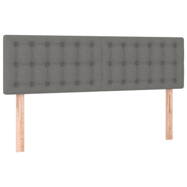 vidaXL Κεφαλάρι Κρεβατιού LED Σκούρο Γκρι 144x5x78/88cm Υφασμάτινο 1 τεμ.