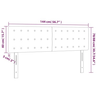 vidaXL Κεφαλάρι Κρεβατιού LED Σκούρο Γκρι 144x5x78/88cm Υφασμάτινο 1 τεμ.