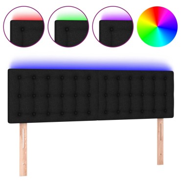 vidaXL Κεφαλάρι Κρεβατιού LED Μαύρο 144x5x78/88cm Υφασμάτινο 1 τεμ.