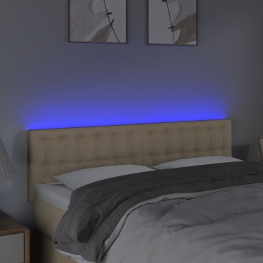 vidaXL Κεφαλάρι Κρεβατιού LED Κρεμ 144x5x78/88cm Υφασμάτινο 1 τεμ.