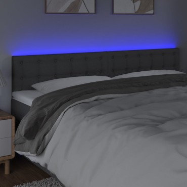 vidaXL Κεφαλάρι Κρεβατιού LED Σκούρο Γκρι 160x5x78/88cm Υφασμάτινο 1 τεμ.