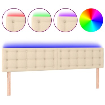 vidaXL Κεφαλάρι Κρεβατιού LED Κρεμ 180x5x78/88cm Υφασμάτινο 1 τεμ.