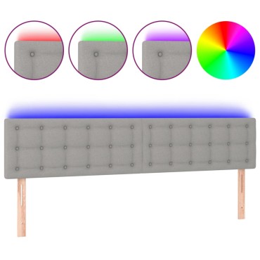 vidaXL Κεφαλάρι Κρεβατιού LED Ανοιχτό Γκρι 200x5x78/88cm Υφασμάτινο 1 τεμ.
