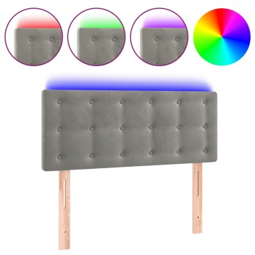 vidaXL Κεφαλάρι Κρεβατιού LED Ανοιχτό Γκρι 90x5x78/88cm Βελούδινο 1 τεμ.