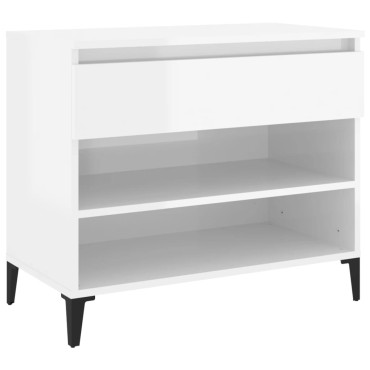 vidaXL Παπουτσοθήκη Γυαλιστερή Λευκή 70x36x60cm Επεξεργασμένο Ξύλο