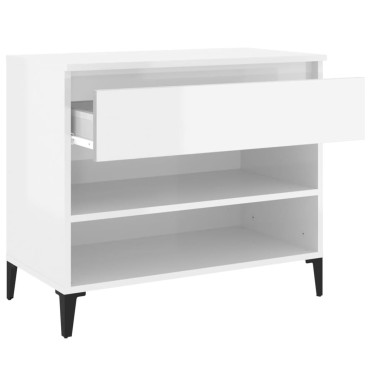 vidaXL Παπουτσοθήκη Γυαλιστερή Λευκή 70x36x60cm Επεξεργασμένο Ξύλο