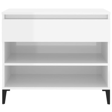 vidaXL Παπουτσοθήκη Γυαλιστερή Λευκή 70x36x60cm Επεξεργασμένο Ξύλο