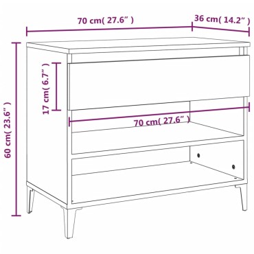 vidaXL Παπουτσοθήκη Γυαλιστερή Λευκή 70x36x60cm Επεξεργασμένο Ξύλο