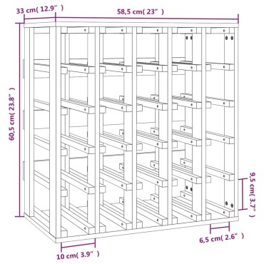 vidaXL Ραφιέρα Κρασιών 58,5x33x60,5cm από Μασίφ Ξύλο Πεύκου 1 τεμ.