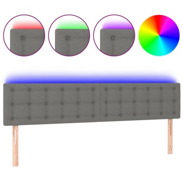 vidaXL Κεφαλάρι Κρεβατιού LED Σκούρο Γκρι 200x5x78/88cm Υφασμάτινο 1 τεμ.