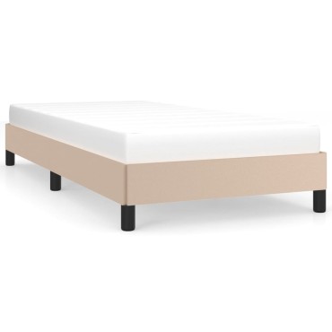 vidaXL Πλαίσιο Κρεβατιού Καπουτσίνο 90x200cm από Συνθετικό Δέρμα 1 τεμ. - Μονό