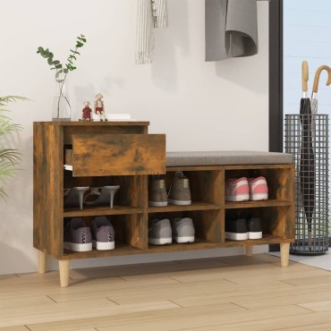 vidaXL Παπουτσοθήκη Καπνιστή Δρυς 102x36x60cm από Επεξεργασμένο Ξύλο