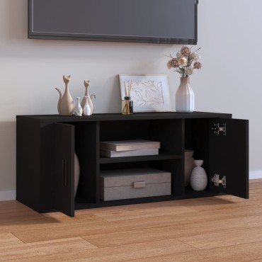 vidaXL Έπιπλο Τηλεόρασης Μαύρο 100x35x40cm Επεξ. Ξύλο