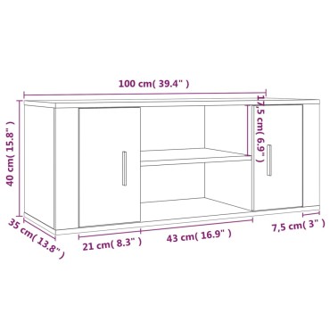 vidaXL Έπιπλο Τηλεόρασης Καφέ Δρυς 100x35x40cm Επεξεργασμένο Ξύλο