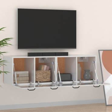 vidaXL Ντουλάπια Τοίχου 2 τεμ. Γυαλ. Λευκό 80x36,5x35cm Επεξ. Ξύλο