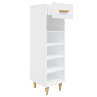 vidaXL Παπουτσοθήκη Γυαλιστερό Λευκό 30x35x105cm Επεξεργασμένο Ξύλο