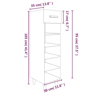 vidaXL Παπουτσοθήκη Γυαλιστερό Λευκό 30x35x105cm Επεξεργασμένο Ξύλο