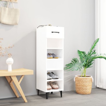 vidaXL Παπουτσοθήκη Γυαλιστερό Λευκό 30x35x105cm Επεξεργασμένο Ξύλο