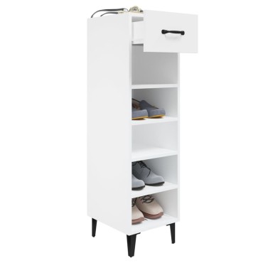 vidaXL Παπουτσοθήκη Γυαλιστερό Λευκό 30x35x105cm Επεξεργασμένο Ξύλο