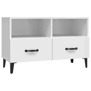vidaXL Έπιπλο Τηλεόρασης Γυαλ. Λευκό 80x36x50cm Επεξεργασμένο Ξύλο