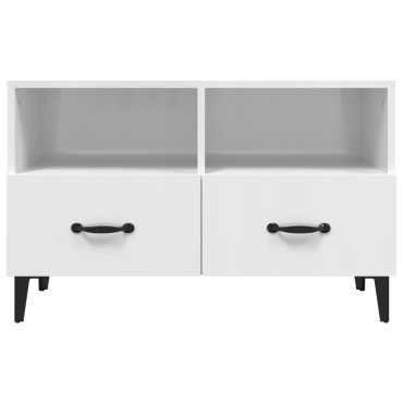 vidaXL Έπιπλο Τηλεόρασης Γυαλ. Λευκό 80x36x50cm Επεξεργασμένο Ξύλο