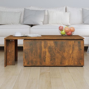 vidaXL Τραπεζάκι Σαλονιού Καπνιστή Δρυς 150x50x35cm Επεξεργ. Ξύλο 1 τεμ.