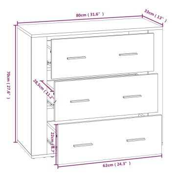 vidaXL Συρταριέρα Λευκή 80x33x70cm από Επεξεργασμένο Ξύλο 1 τεμ.