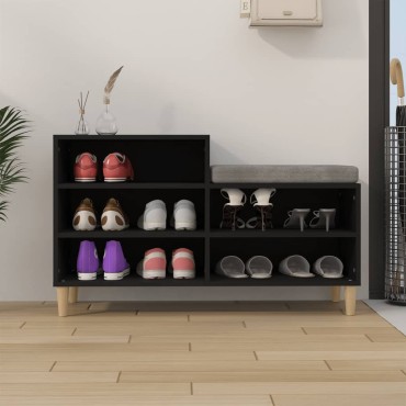 vidaXL Παπουτσοθήκη Μαύρο 102x36x60cm από Επεξεργασμένο Ξύλο