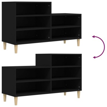vidaXL Παπουτσοθήκη Μαύρο 102x36x60cm από Επεξεργασμένο Ξύλο