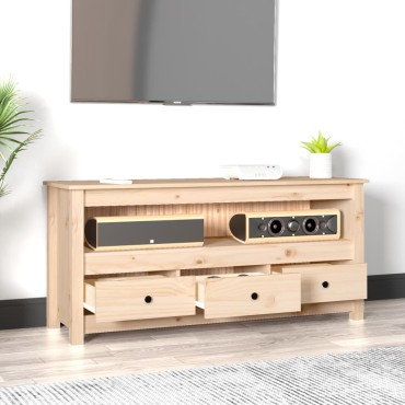 vidaXL Έπιπλο Τηλεόρασης 114x35x52cm από Μασίφ Ξύλο Πεύκου