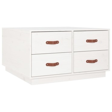 vidaXL Τραπεζάκι Σαλονιού Λευκό 80x80x45cm από Μασίφ Ξύλο Πεύκου 1 τεμ.