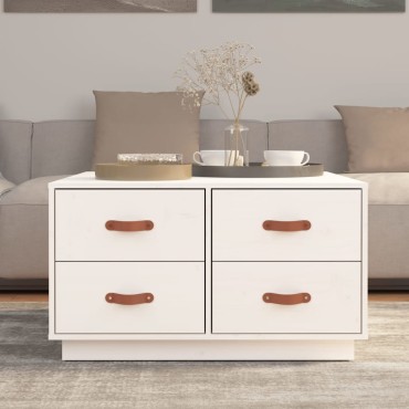 vidaXL Τραπεζάκι Σαλονιού Λευκό 80x80x45cm από Μασίφ Ξύλο Πεύκου 1 τεμ.