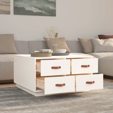 vidaXL Τραπεζάκι Σαλονιού Λευκό 80x80x45cm από Μασίφ Ξύλο Πεύκου 1 τεμ.
