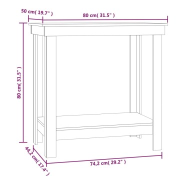 vidaXL Πάγκος Εργασίας 80 x 50 x 80 εκ. από Μασίφ Ξύλο Πεύκου