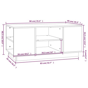 vidaXL Τραπεζάκι Σαλονιού Γκρι 90x49x40,5cm Μασίφ Ξύλο Πεύκου 1 τεμ.