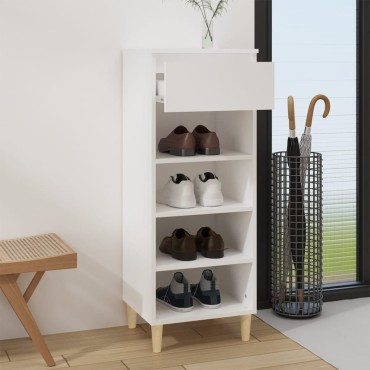 vidaXL Παπουτσοθήκη Λευκή 40x36x105cm από Επεξεργασμένο Ξύλο