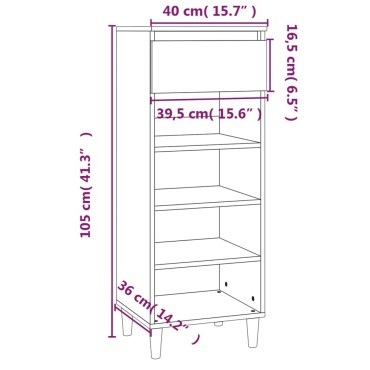 vidaXL Παπουτσοθήκη Λευκή 40x36x105cm από Επεξεργασμένο Ξύλο