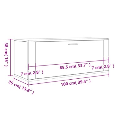 vidaXL Παπουτσοθήκη Επιτοίχια Λευκή 100x35x38cm Επεξεργασμένο Ξύλο