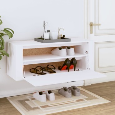 vidaXL Παπουτσοθήκη Επιτοίχια Λευκή 100x35x38cm Επεξεργασμένο Ξύλο