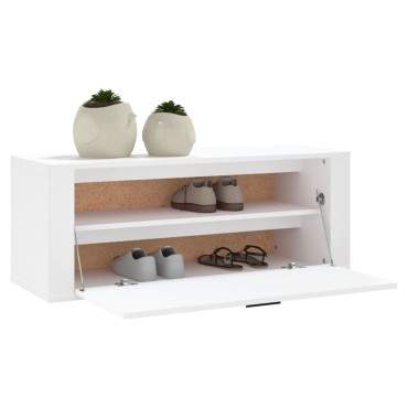 vidaXL Παπουτσοθήκη Επιτοίχια Λευκή 100x35x38cm Επεξεργασμένο Ξύλο