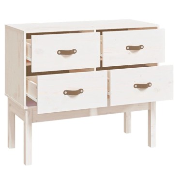 vidaXL Ντουλάπι Κονσόλα Λευκό 90x40x78cm από Μασίφ Ξύλο Πεύκου 1 τεμ.