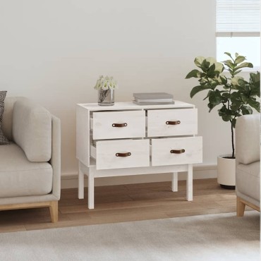 vidaXL Ντουλάπι Κονσόλα Λευκό 90x40x78cm από Μασίφ Ξύλο Πεύκου 1 τεμ.