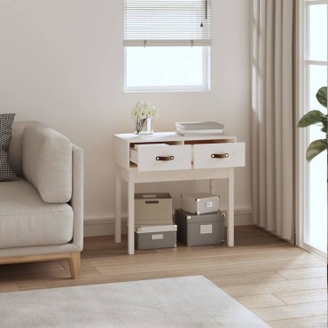 vidaXL Τραπέζι Κονσόλα Λευκό 76,5x40x75cm από Μασίφ Ξύλο Πεύκου 1 τεμ.