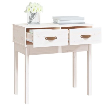vidaXL Τραπέζι Κονσόλα Λευκό 76,5x40x75cm από Μασίφ Ξύλο Πεύκου 1 τεμ.