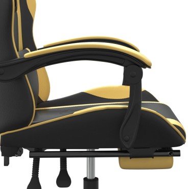 vidaXL Καρέκλα Gaming Περιστρ. Υποπόδιο Μαύρος χρυσός Συνθετικό Δέρμα 57,5x59,5x(121-131)cm 1 τεμ.