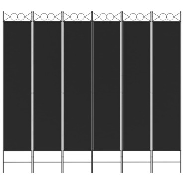 vidaXL Διαχωριστικό Δωματίου με 6 Πάνελ Μαύρο 240x220cm από Ύφασμα 1 τεμ.