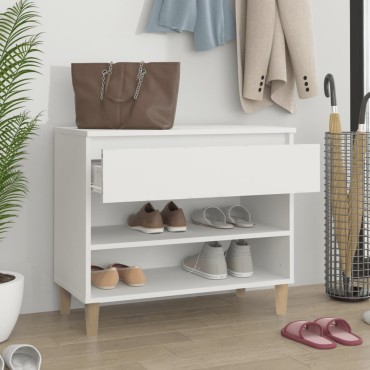 vidaXL Παπουτσοθήκη Λευκή 70x36x60cm από Επεξεργασμένο Ξύλο