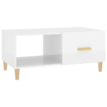 vidaXL Τραπεζάκι Σαλονιού Γυαλ. Λευκό 89,5x50x40cm Επεξεργ. Ξύλο 1 τεμ.