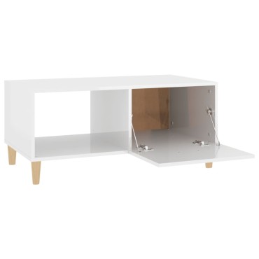vidaXL Τραπεζάκι Σαλονιού Γυαλ. Λευκό 89,5x50x40cm Επεξεργ. Ξύλο 1 τεμ.